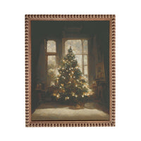 A large, beautifully decorated Christmas tree stands in a room with a window, creating a warm and festive atmosphere.