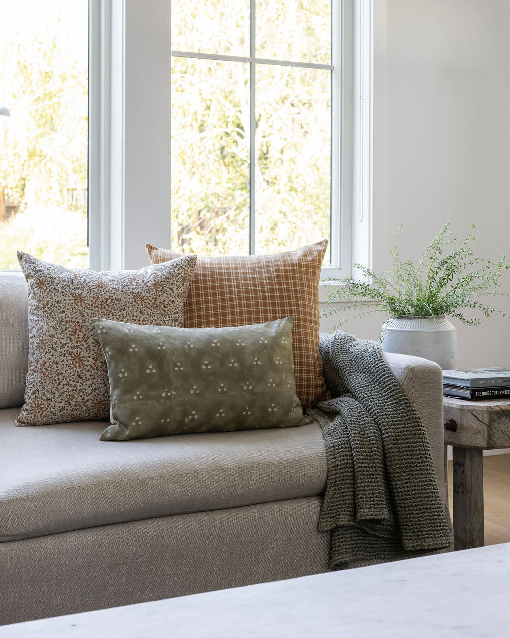 Designer "Mossyrock" Block Print Pillow Cover