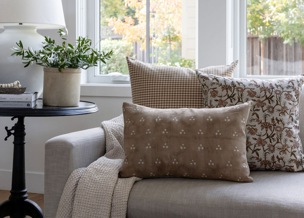 Designer "Woodruff" Linen Gingham Check Pillow Cover