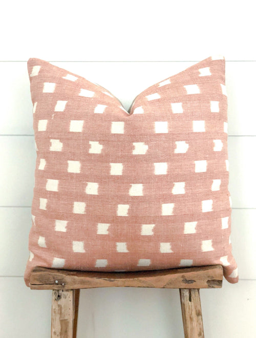 READY TO SHIP Kufri Rex Designer Pillows in Blush // Ikat Pillow // Boho Tribal Decor Throw Pillows // Blush Decor