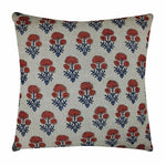 READY TO SHIP Bastideaux Laurette in Coral Dust/Lapis // Designer Throw Pillow // Botanical Pillow // High End Pillow