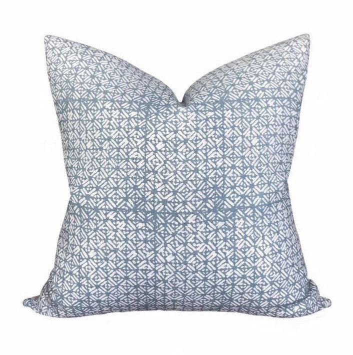 READY TO SHIP Walter G Batik Dusk Linen Pillow Cover // Light Blue Designer Throw PIllows // Tribal Pillows // Modern Boho Pillows