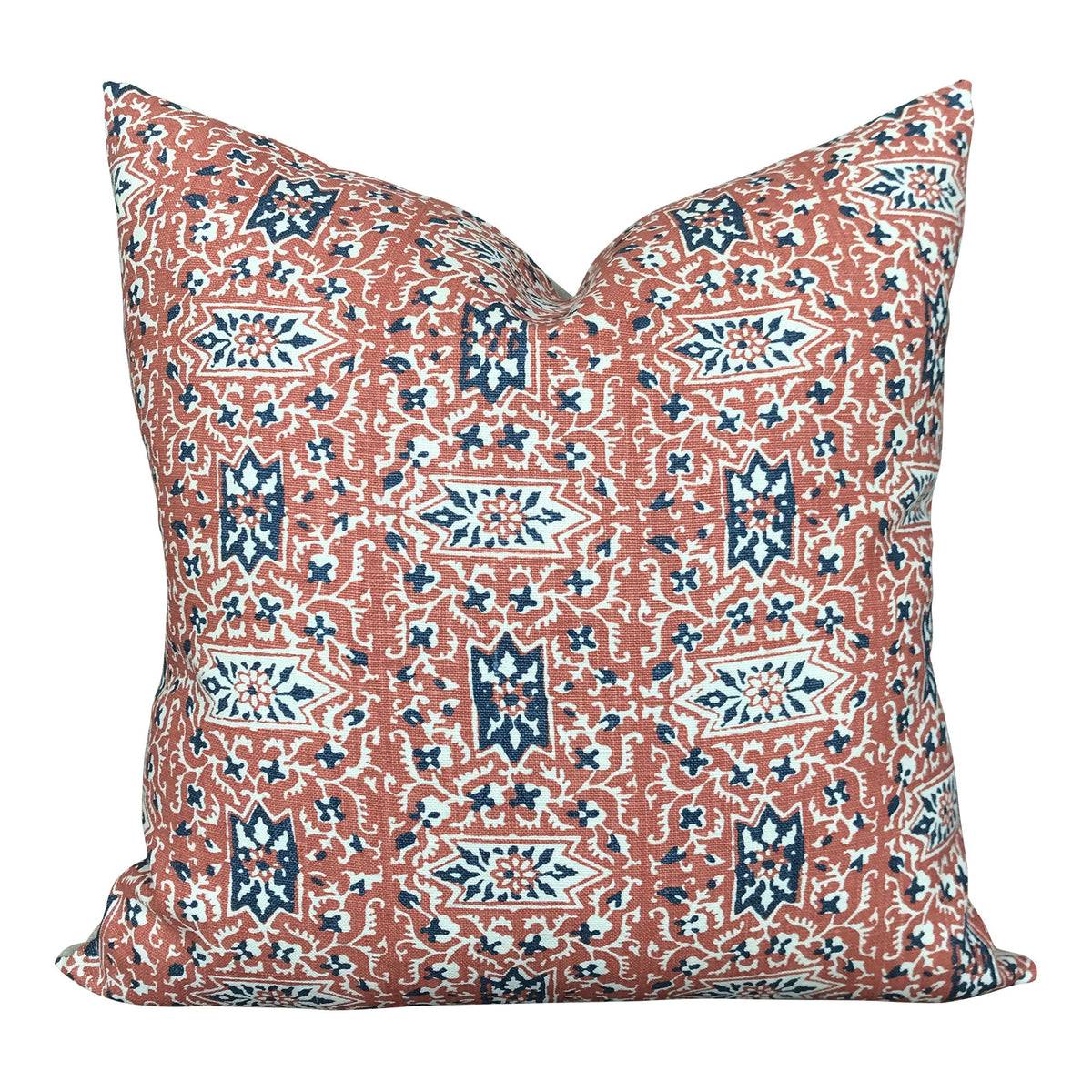 READY TO SHIP 12x18 Carolina Irving 'Cordoba' Designer Pillows in Cinnamon/Indigo // Orange Navy Boho Throw Pillow Cover // High End Pillows