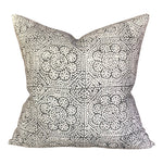 READY TO SHIP Designer Wisteria in Noir Linen Pillow Cover // Light Gray and White Pillow // Boho Pillow // Decorative Throw Pillows