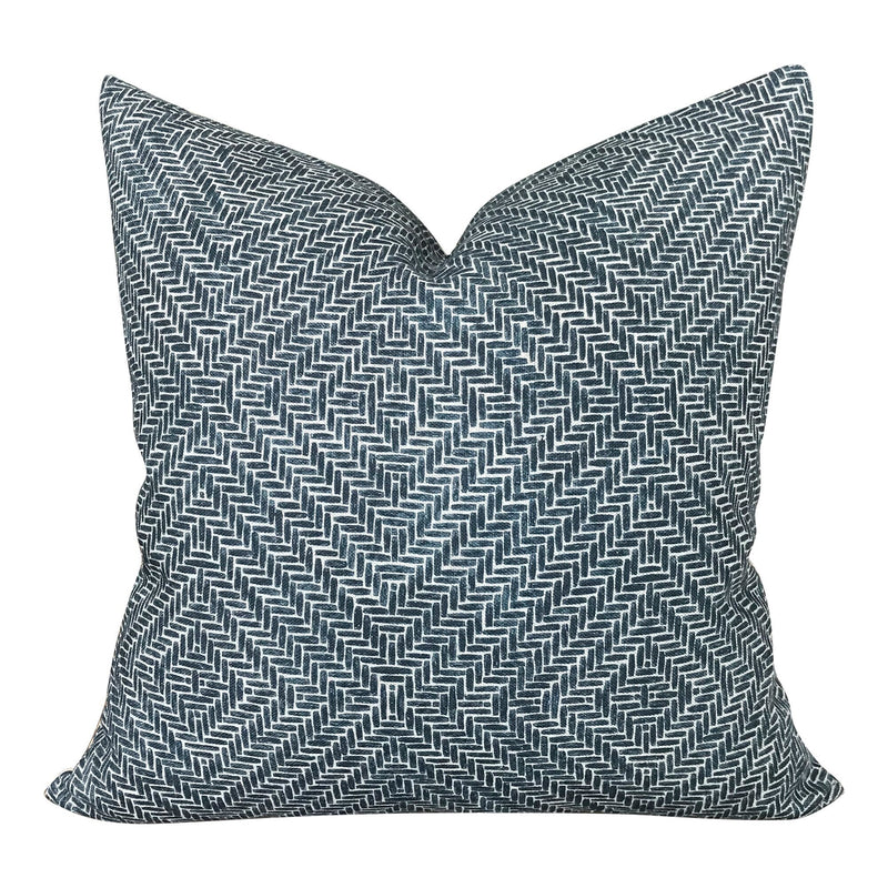 READY TO SHIP Designer Clay McLaurin Rattan Pillow Cover in Indigo // Decorative Pillow Cover // Indigo Blue Throw Pillow // Trendy Modern