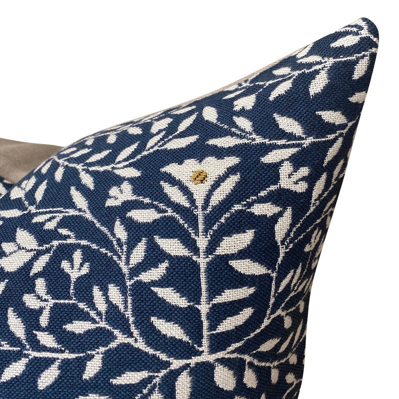 READY TO SHIP Designer Clay McLaurin Cloister Pillow Cover in Indigo // Indigo Blue Throw Pillows // Floral Throw Pillows // Navy Blue