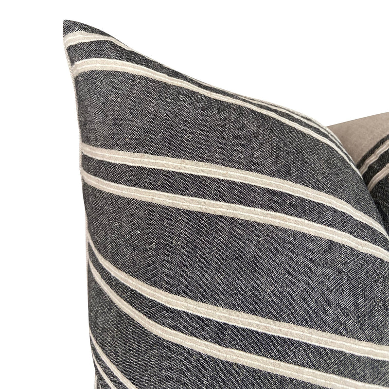 READY TO SHIP Chiangmai Native Cotton Charcoal Stripe "Dixon" Pillow Cover // Gray Pillow // Decorative Throw Pillows