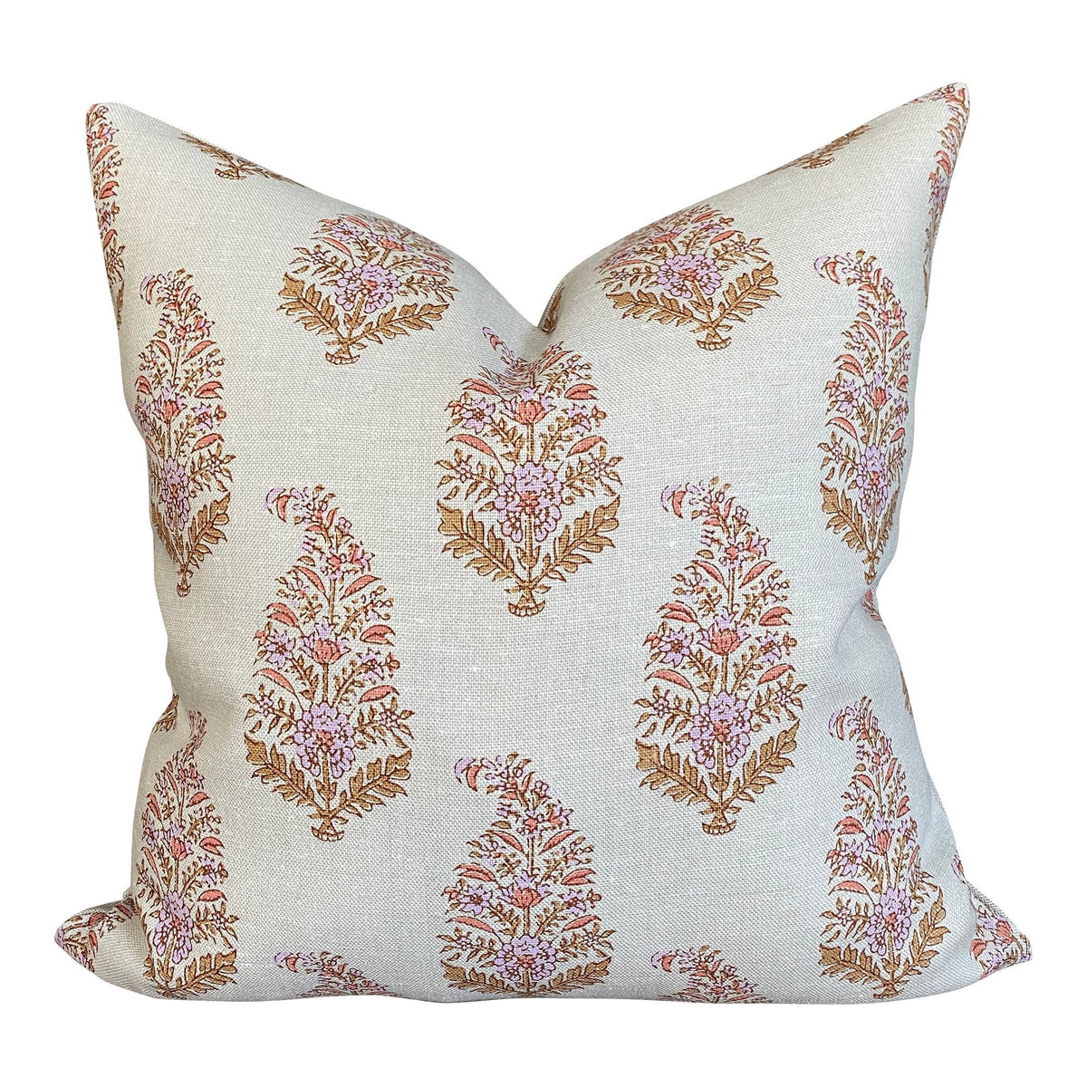 READY TO SHIP 14x22 Designer Katie Leede Mughal Gardens Pillow in Melon and Tumeric// Decorative Pillows // Floral Paisley Accent Pillows