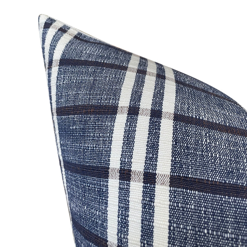 READY TO SHIP Designer Masaru in Indigo Designer Pillow // Indigo Blue Throw Pillow // Plaid Pillow // High end pillow // Traditional Pillow