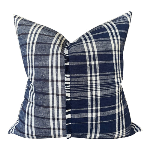 READY TO SHIP Designer Masaru in Indigo Designer Pillow // Indigo Blue Throw Pillow // Plaid Pillow // High end pillow // Traditional Pillow