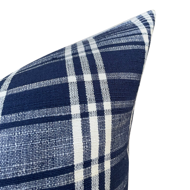 READY TO SHIP Designer Masaru in Indigo Designer Pillow // Indigo Blue Throw Pillow // Plaid Pillow // High end pillow // Traditional Pillow