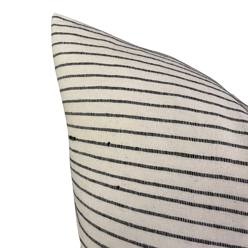 Black Slub Stripe Pillow Cover