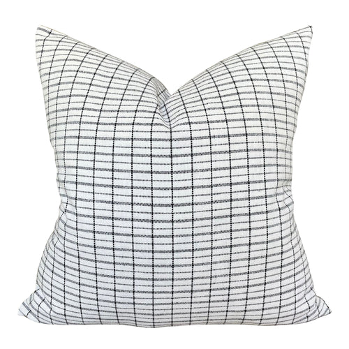 READY TO SHIP Kufri Hiroki Designer Pillow in Natural // Black and White Plaid Pillow // Modern Boho Throw PIllow // Decorative // Boutique