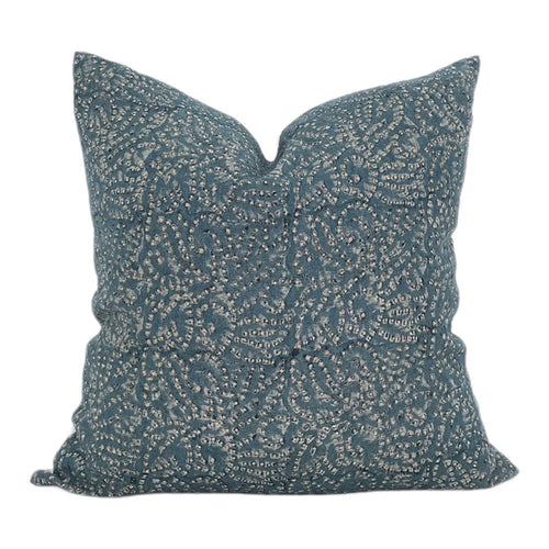 READY TO SHIP Designer Nur in Teal Pillow Cover // Indigo Blue Pillow // Boho Pillow // Decorative Floral Throw Pillows