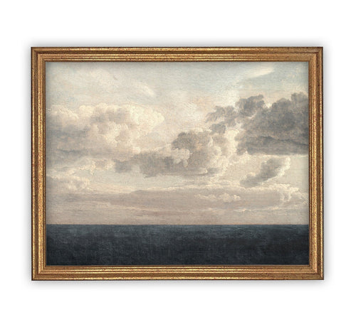 Vintage Framed Canvas Art // Framed Vintage Print // Coastal Beach Seascape // Farmhouse print //#LAN-153