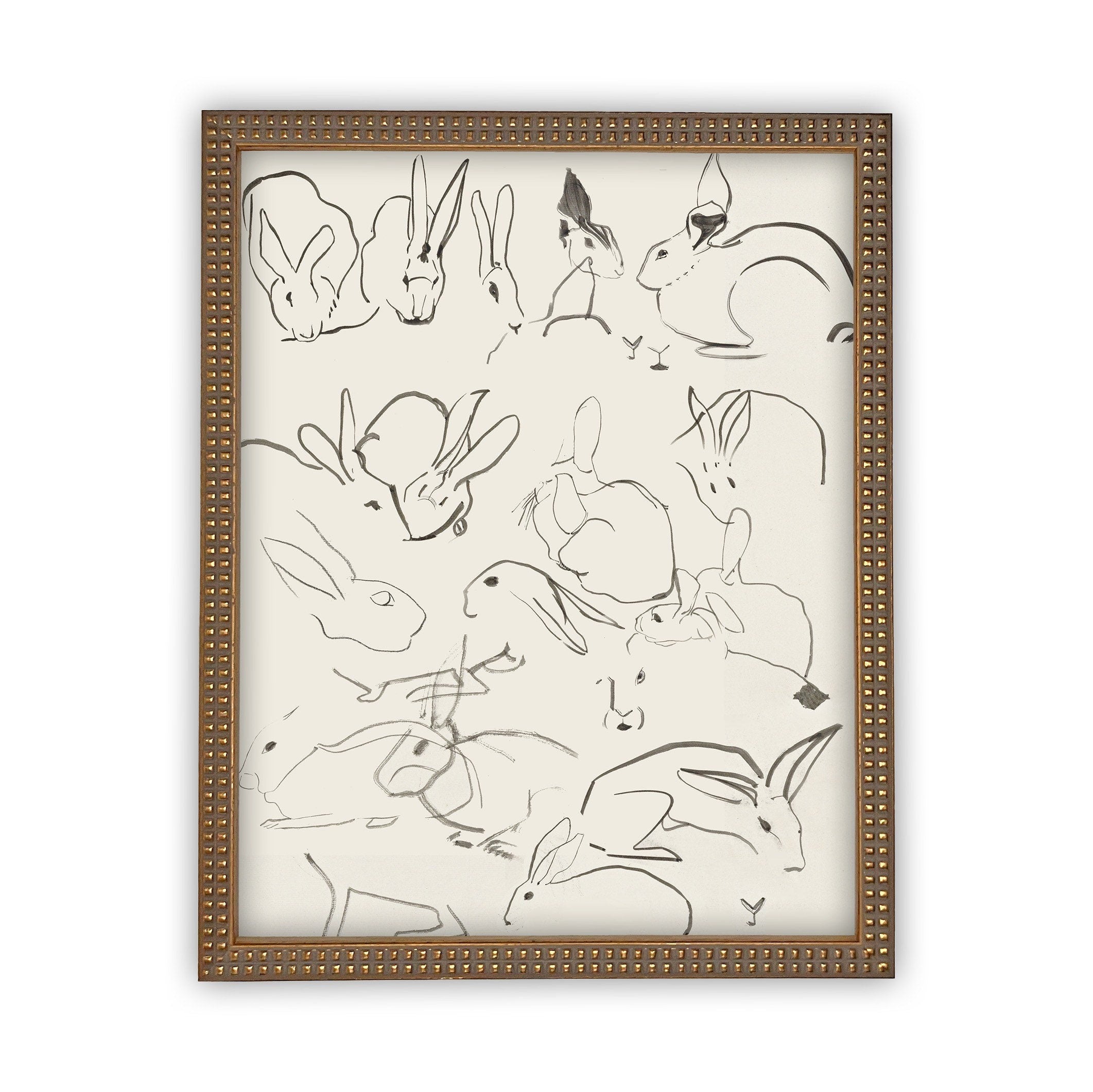 READY TO SHIP 11X14 Vintage Framed Canvas Art // Framed Vintage Print // Vintage Painting // Easter Bunny Rabbit Art //#A-140