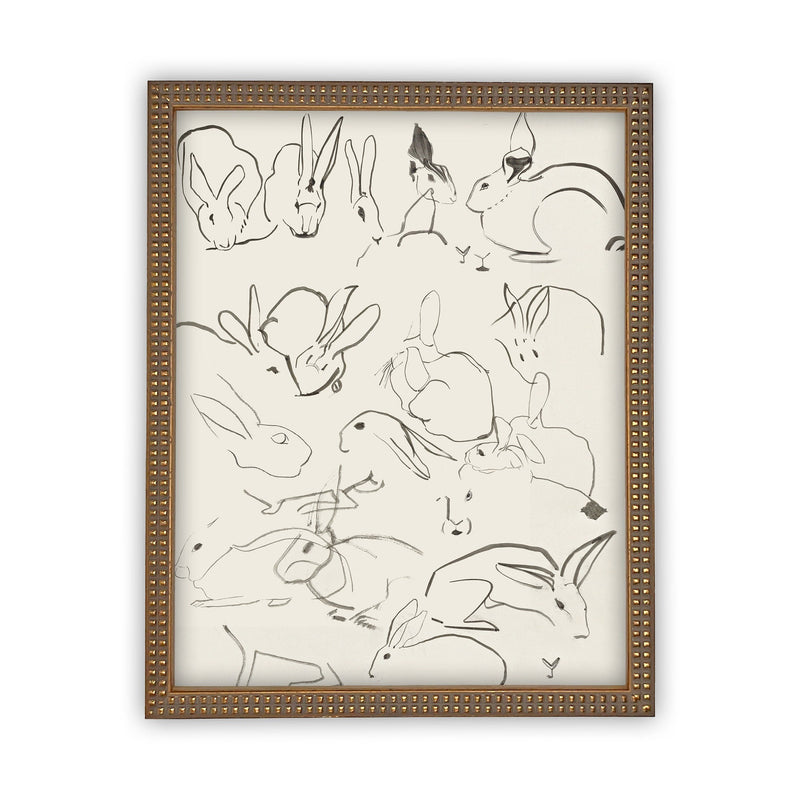 READY TO SHIP 11X14 Vintage Framed Canvas Art // Framed Vintage Print // Vintage Painting // Easter Bunny Rabbit Art //#A-140