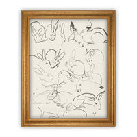 READY TO SHIP 11X14 Vintage Framed Canvas Art // Framed Vintage Print // Vintage Painting // Easter Bunny Rabbit Art //#A-140