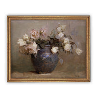 Framed Vintage Floral Canvas Print: Still Life Painting (16x20)