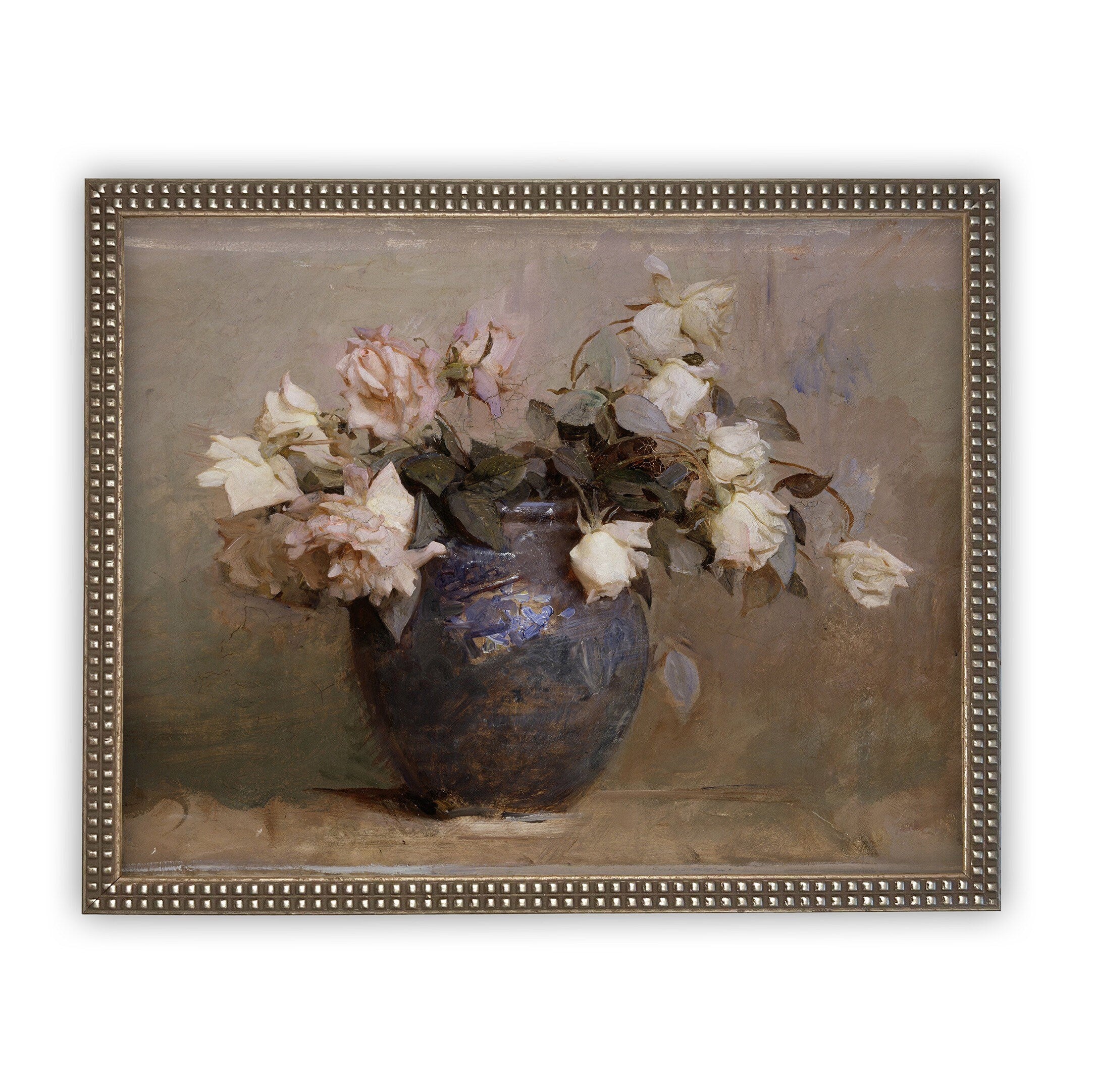 Framed Vintage Floral Canvas Print: Still Life Painting (16x20)
