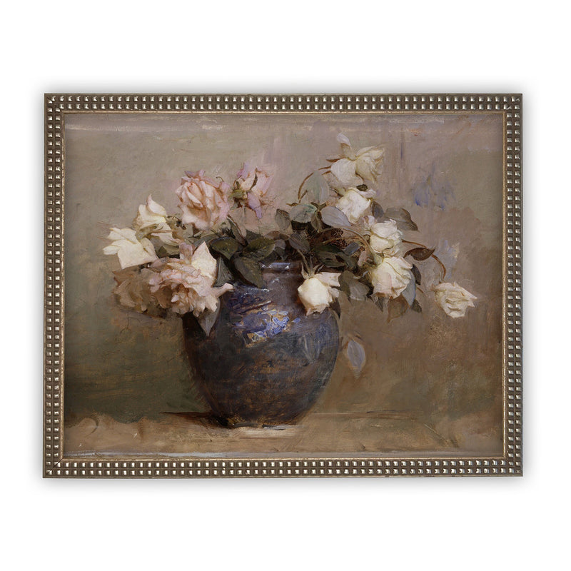 Framed Vintage Floral Canvas Print: Still Life Painting (16x20)