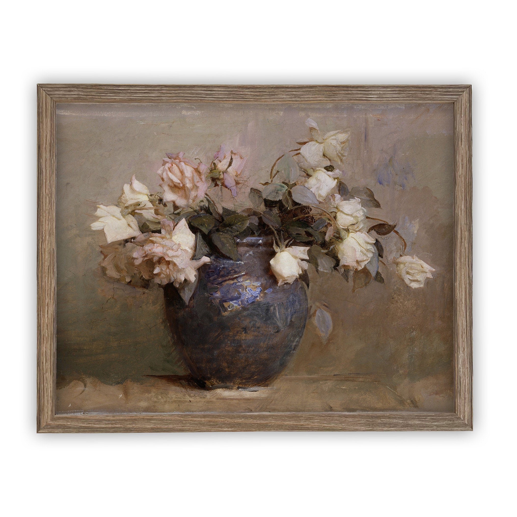 Framed Vintage Floral Canvas Print: Still Life Painting (16x20)