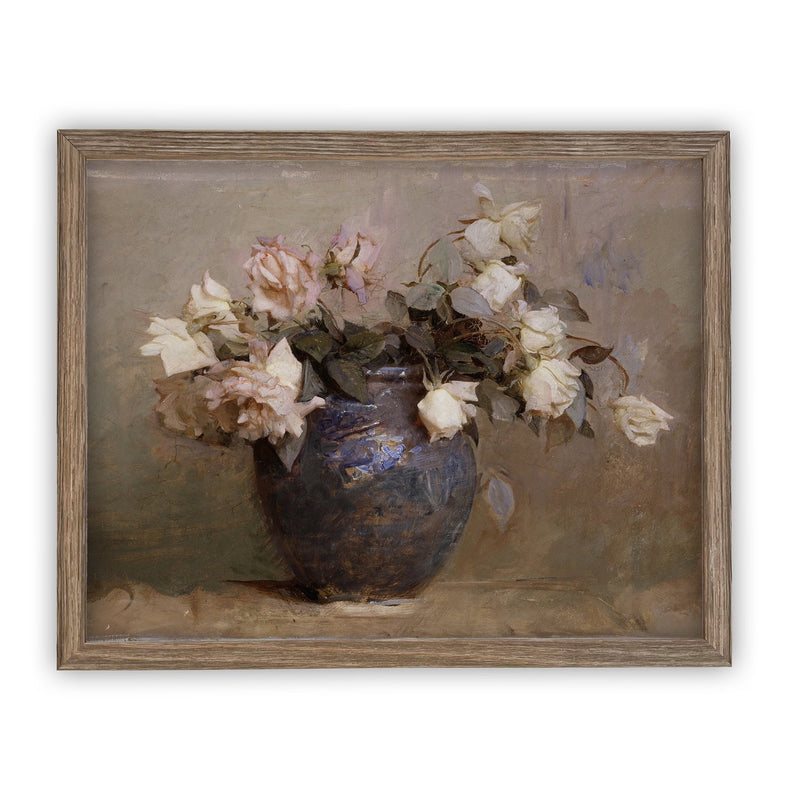 Framed Vintage Floral Canvas Print: Still Life Painting (16x20)