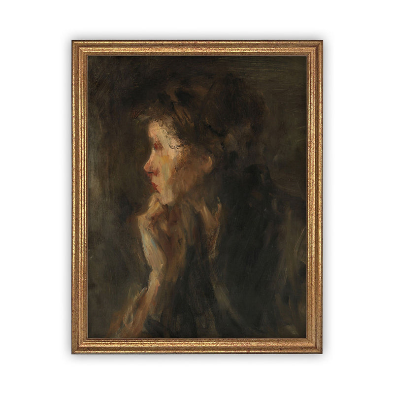 Framed Vintage Woman Portrait Canvas Art Print (30x40)