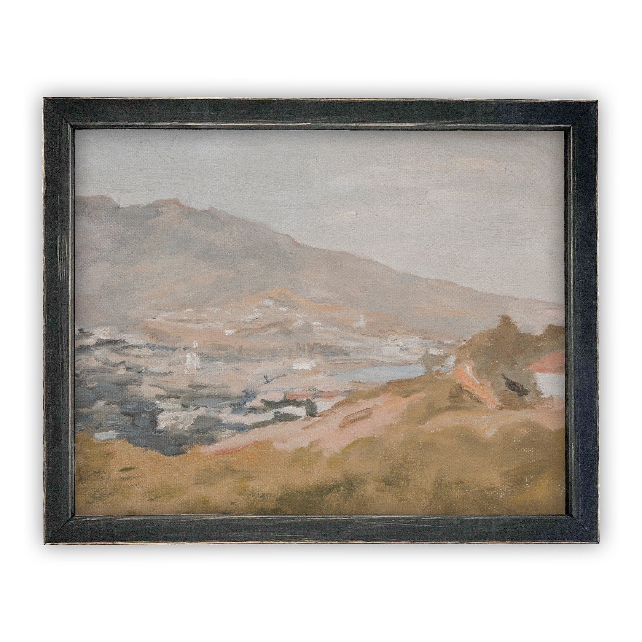 READY TO SHIP 11X14 Vintage Framed Canvas Art // Framed Vintage Print // Vintage Painting // Pastel Landscape //#lan-104