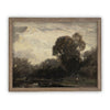 READY TO SHIP 18X24 Framed Vintage Canvas Print: Moody Farmhouse Landscape Art
