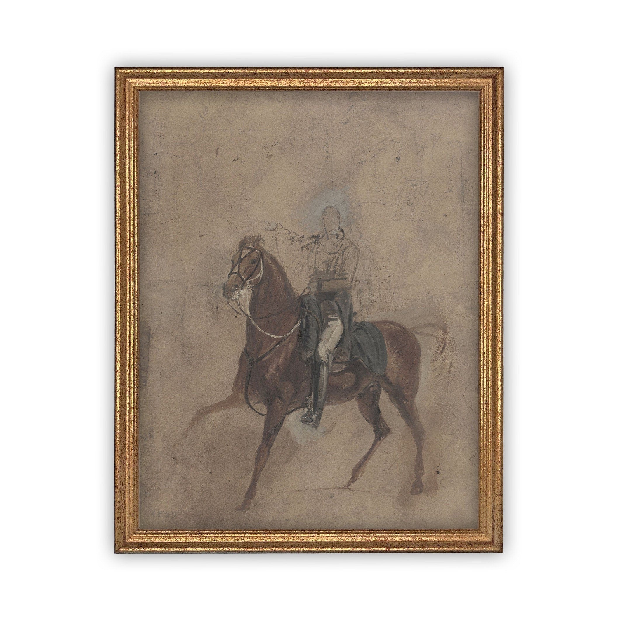 READY to SHIP 8X10 Vintage Framed Canvas Art // Framed Vintage Print // Vintage Painting // Horse Cowboy Art// Farmhouse print //#A-121