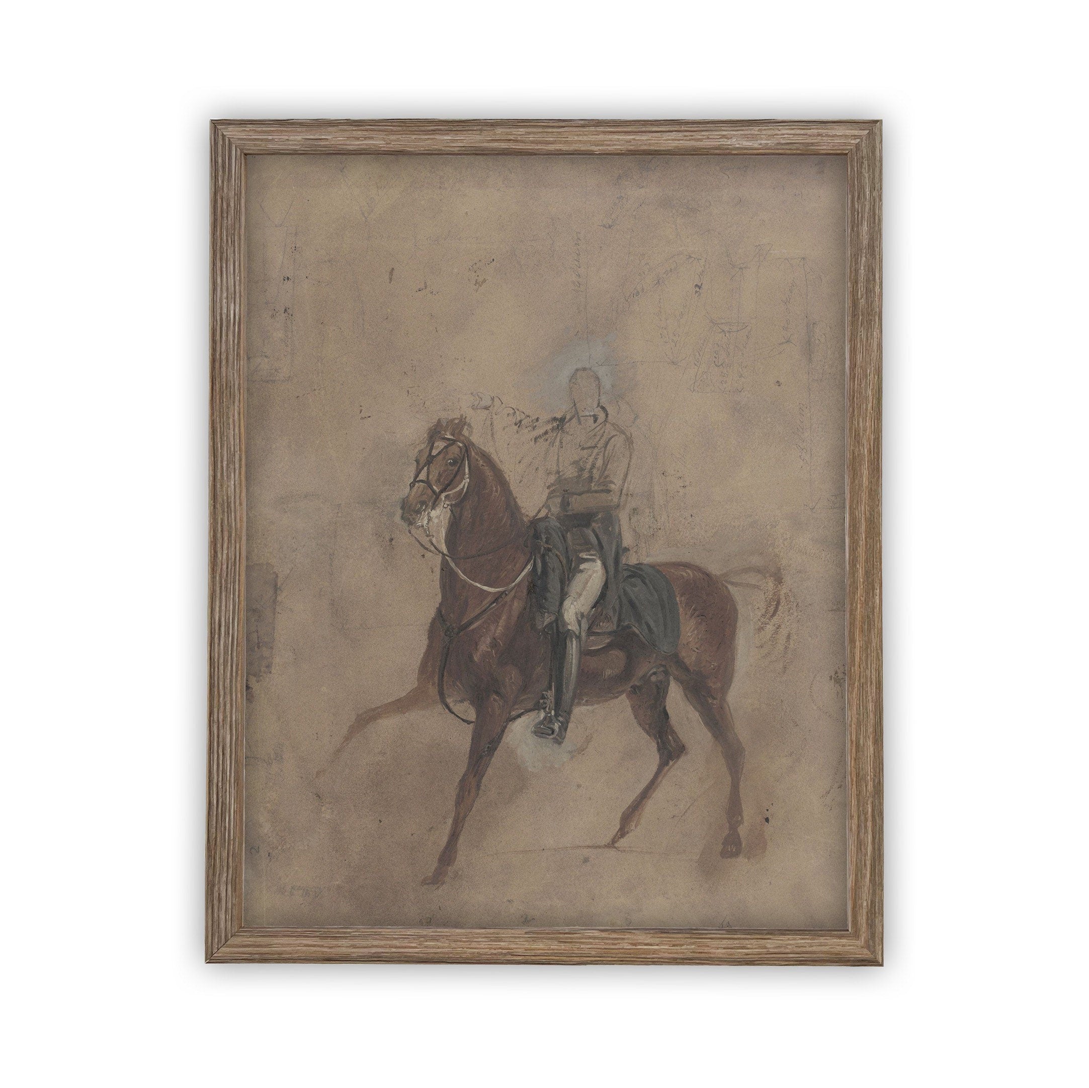 READY to SHIP 8X10 Vintage Framed Canvas Art // Framed Vintage Print // Vintage Painting // Horse Cowboy Art// Farmhouse print //#A-121