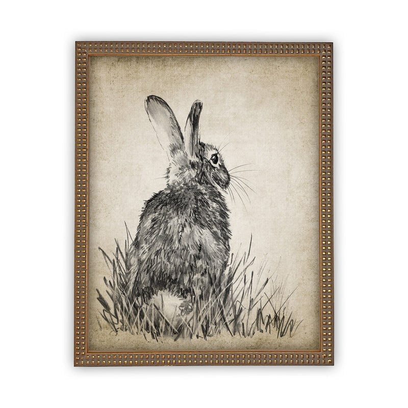 READY TO SHIP 16X20 Vintage Framed Canvas Art // Framed Easter Art // Vintage Rabbit Print // Girls Room or Nursery print //#A-148