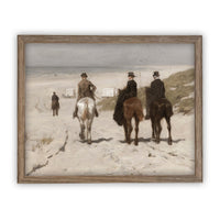 READY TO SHIP 11X14 Vintage Framed Canvas Art // Framed Vintage Print // Vintage Horse Painting // Horse on Beach Art //#A-137