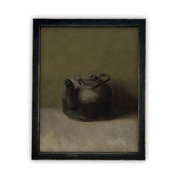 READY to SHIP 8x10 Vintage Framed Canvas Art // Framed Vintage Print // Black Teapot Still Life Print // Farmhouse Kitchen Print //#ST-609