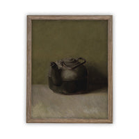 READY to SHIP 8x10 Vintage Framed Canvas Art // Framed Vintage Print // Black Teapot Still Life Print // Farmhouse Kitchen Print //#ST-609