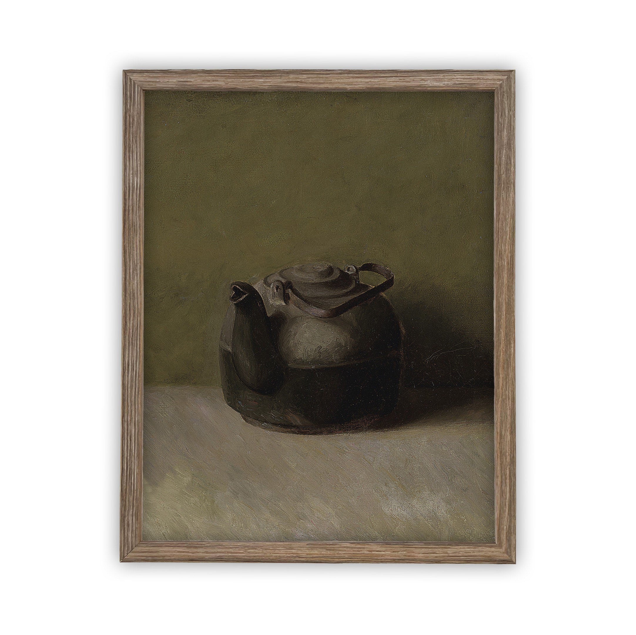 READY to SHIP 8x10 Vintage Framed Canvas Art // Framed Vintage Print // Black Teapot Still Life Print // Farmhouse Kitchen Print //#ST-609