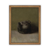 READY to SHIP 8x10 Vintage Framed Canvas Art // Framed Vintage Print // Black Teapot Still Life Print // Farmhouse Kitchen Print //#ST-609