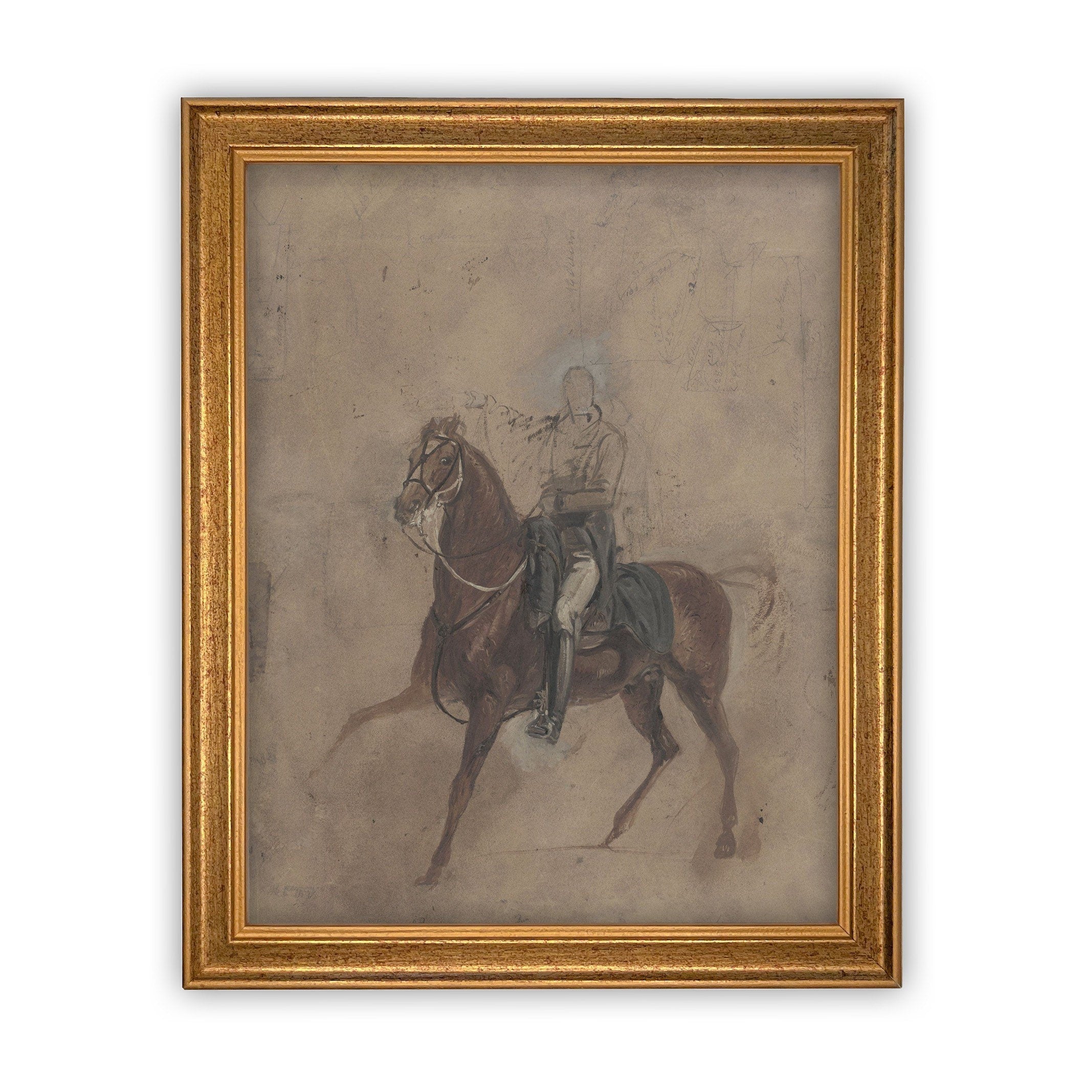 READY to SHIP 8X10 Vintage Framed Canvas Art // Framed Vintage Print // Vintage Painting // Horse Cowboy Art// Farmhouse print //#A-121