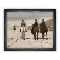 READY TO SHIP 11X14 Vintage Framed Canvas Art // Framed Vintage Print // Vintage Horse Painting // Horse on Beach Art //#A-137