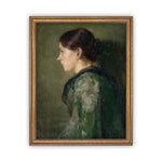 READY to SHIP 11x14 Vintage Framed Canvas Art // Framed Vintage Print // Green Portrait of a Woman // Antique oil painting print //#P-500