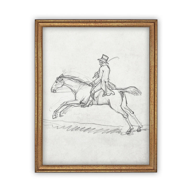 READY to SHIP 11X14 Vintage Framed Canvas Art // Framed Vintage Print // Vintage Equestrian Sketch Art// Farmhouse print //#A-134