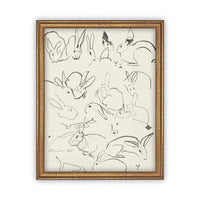 READY TO SHIP 11X14 Vintage Framed Canvas Art // Framed Vintage Print // Vintage Painting // Easter Bunny Rabbit Art //#A-140