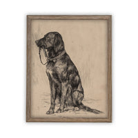 READY TO SHIP 8X10 Vintage Framed Canvas Art // Framed Vintage Print // Black Labrador Painting // Vintage Dog Art// Boys Room //#A-116