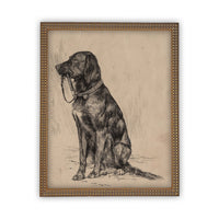 READY TO SHIP 11X14 Vintage Framed Canvas Art // Framed Vintage Print // Black Labrador Painting // Vintage Dog Art// Boys Room //#A-116