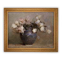 Framed Vintage Floral Canvas Print: Still Life Painting (16x20)
