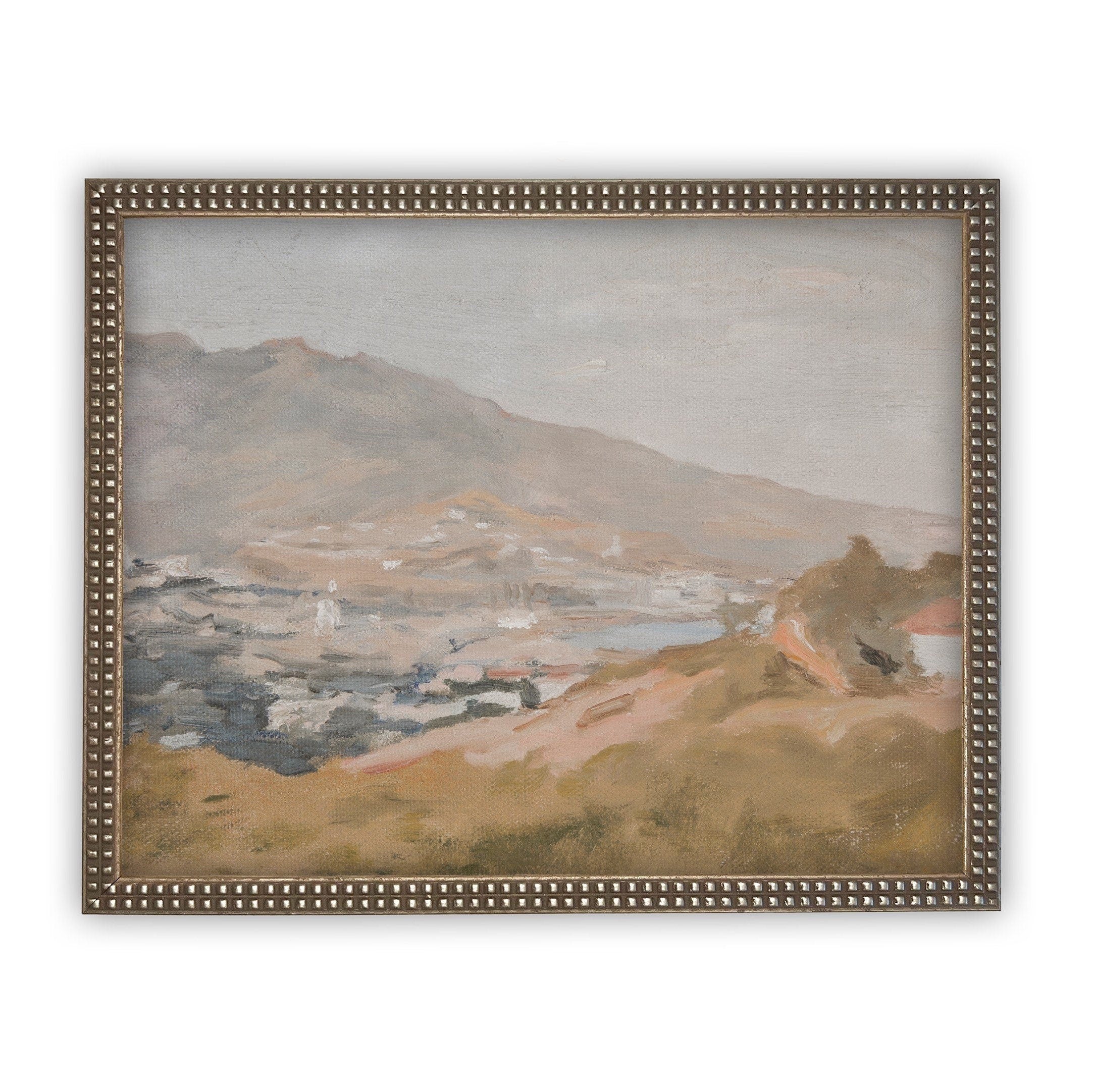 READY TO SHIP 11X14 Vintage Framed Canvas Art // Framed Vintage Print // Vintage Painting // Pastel Landscape //#lan-104