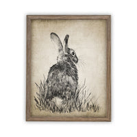 READY TO SHIP 16X20 Vintage Framed Canvas Art // Framed Easter Art // Vintage Rabbit Print // Girls Room or Nursery print //#A-148