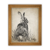 READY TO SHIP 16X20 Vintage Framed Canvas Art // Framed Easter Art // Vintage Rabbit Print // Girls Room or Nursery print //#A-148