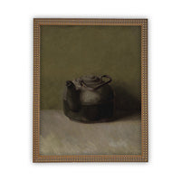 READY to SHIP 8x10 Vintage Framed Canvas Art // Framed Vintage Print // Black Teapot Still Life Print // Farmhouse Kitchen Print //#ST-609